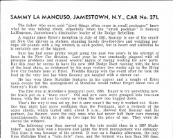 Sammy LaMancuso - Stateline Speedway Program Biography, 1968. Sammy LaMancuso - Stateline Speedway Program Biography, 1968.