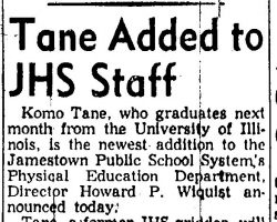 Tane Added to JHS Staff. 1956.