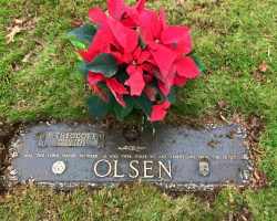 Ted Olsen's grave marker, Sunset Hill Cemetery, Lakewood, NY.