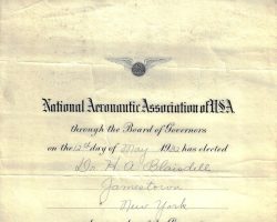 National Aeronautic Association membership certificate. May 12, 1932.