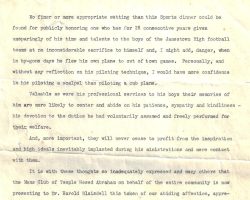 Recognition at Temple Hesed Abraham Sports Dinner. January 17, 1955.